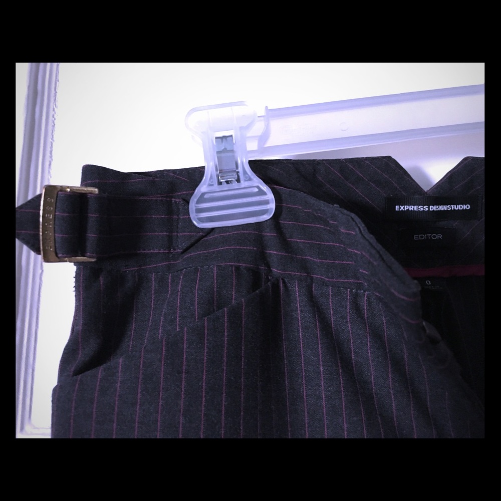 Dark w berry pin striping Express Editor Pants, 0